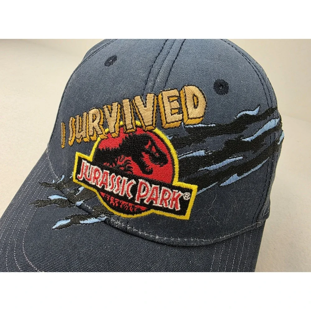 Vintage Universal‎ Studios Jurassic Park Hat I Survived Scratch Ombré Blue Kids